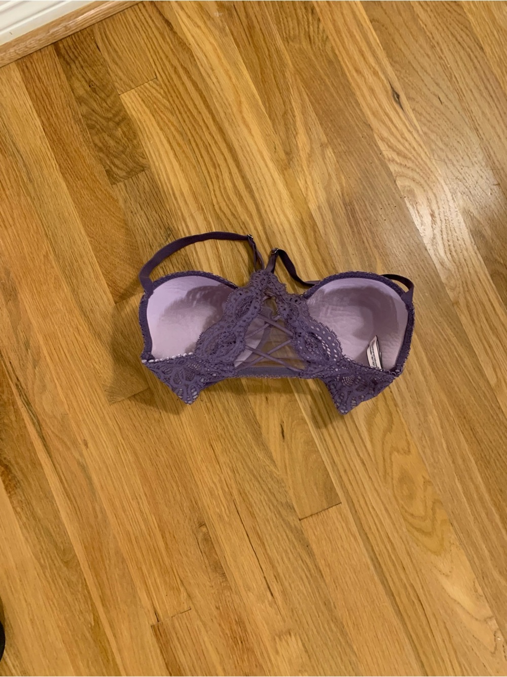 Victoria’s Secret Dream Angels Lined Demi Bra 32DDD Purple Lace Racerback - Picture 2 of 7